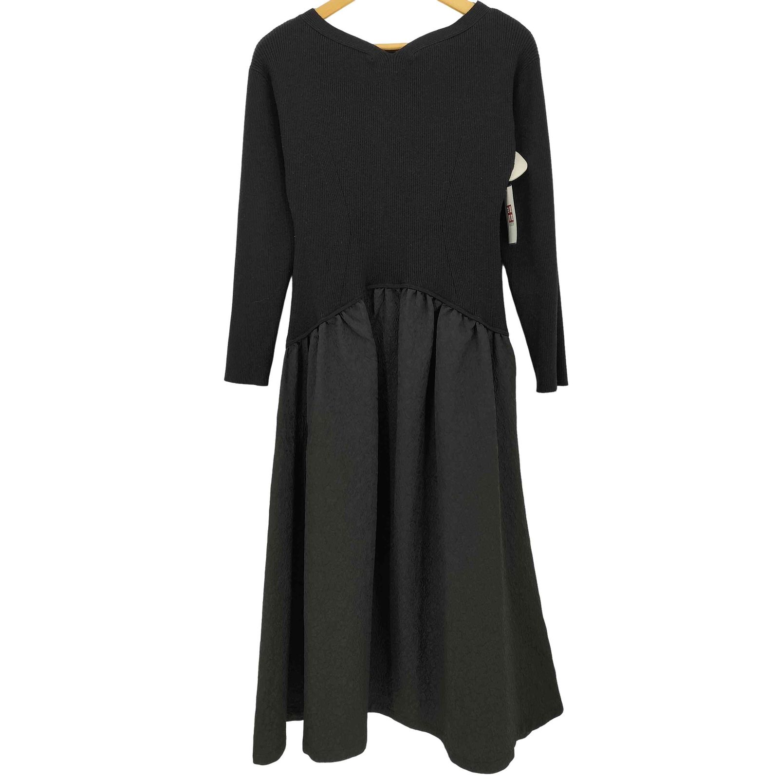 美品✨️セルフォード 布帛コンビニットワンピース ロング ブラック 38 セルフォード CELFORD 布帛コンビニットワンピース レディース 38