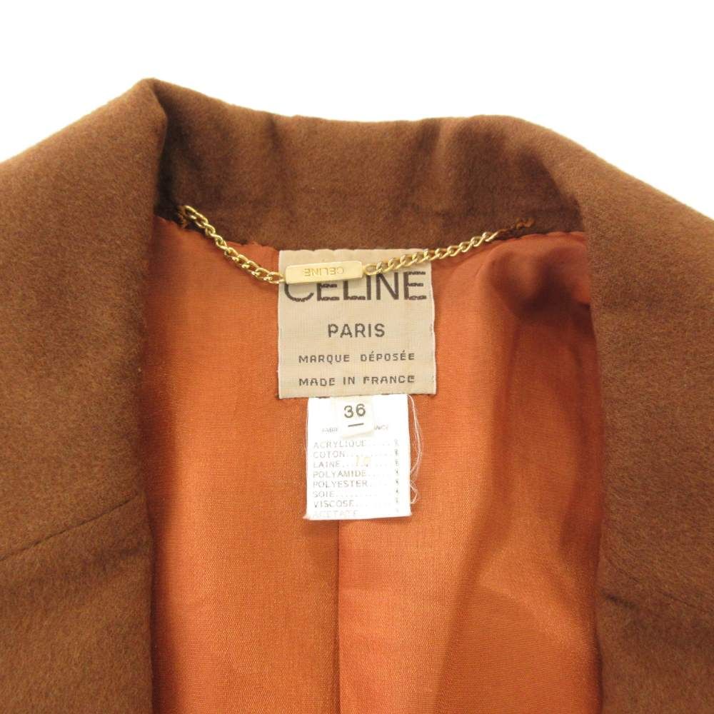 ★美品★セリーヌ　テーラードジャケット　ロング　36 金ボタン　イエロー ☆美品☆セリーヌ テーラードジャケット ロング 36 金ボタン イエロー