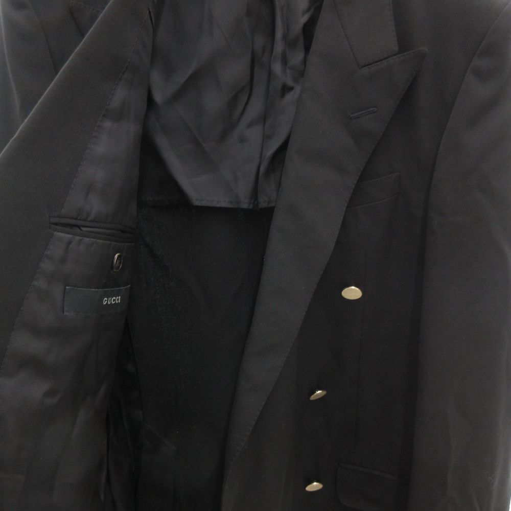 グッチ GUCCI テーラードジャケット 48 M 背抜き ダブル 黒 ブラック