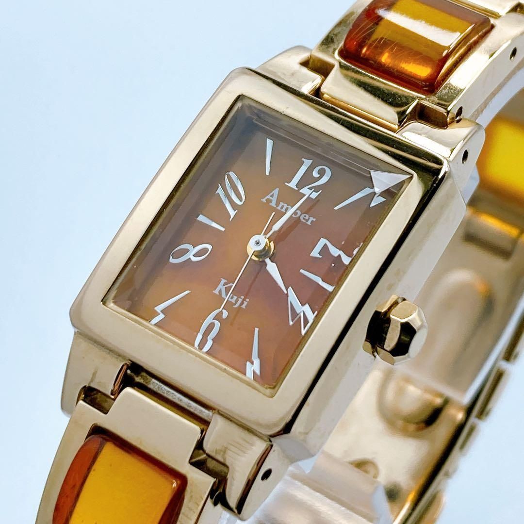 670 久慈琥珀 AMBER アンバー コハク スクエア 天然石 腕時計 - メルカリ