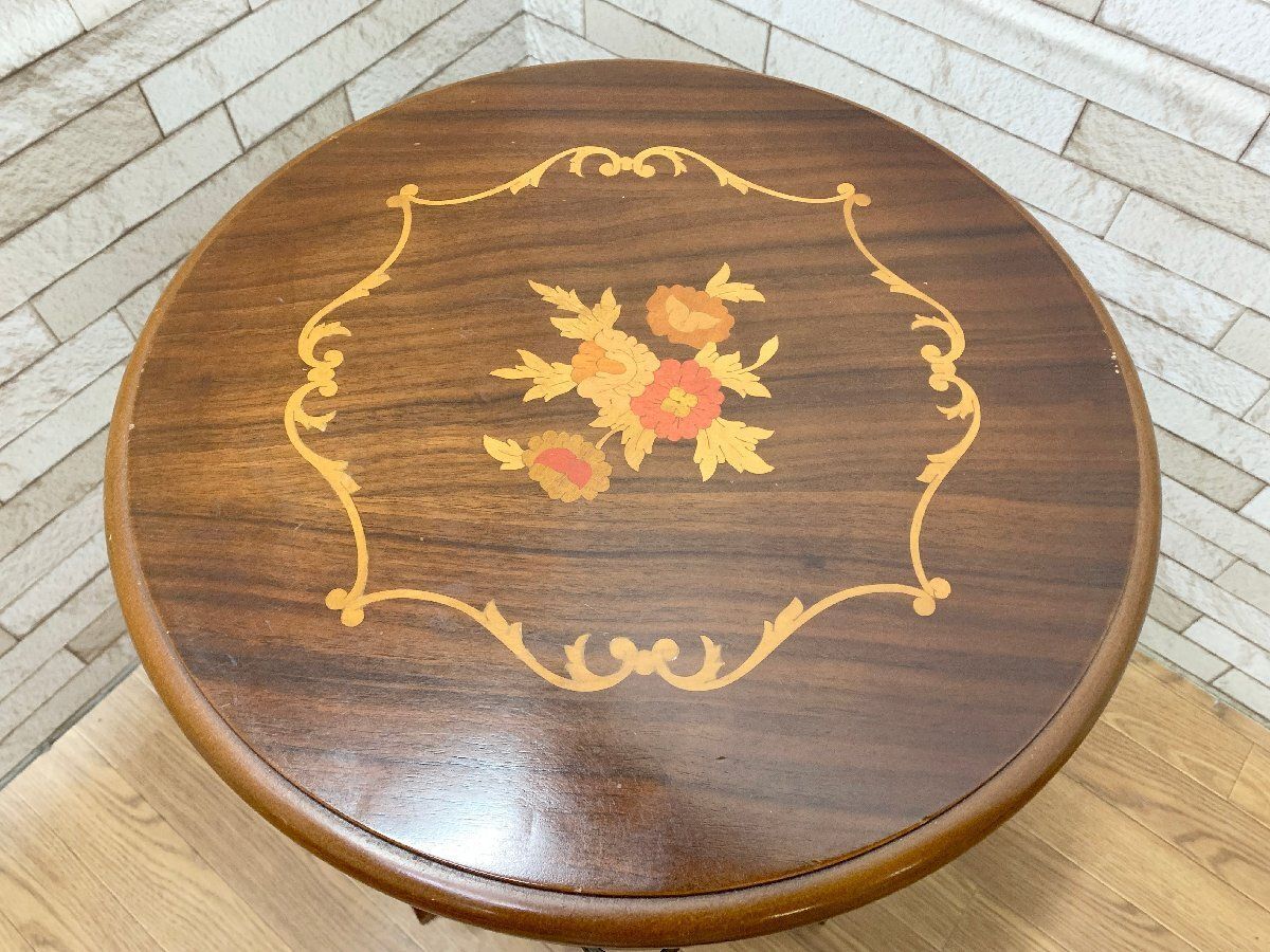 ◇イタリア製 象嵌細工 コンソールテーブル サイドテーブル 花台