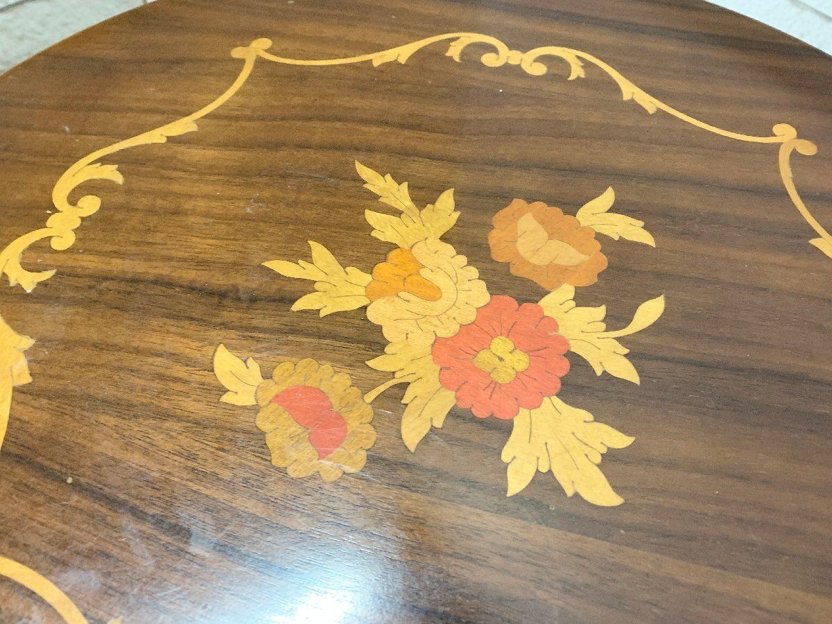 ◇イタリア製 象嵌細工 コンソールテーブル サイドテーブル 花台