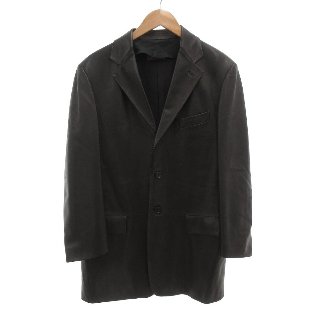 ロエベ LOEWE テーラードジャケット 48 ラムレザー 本革 総裏地