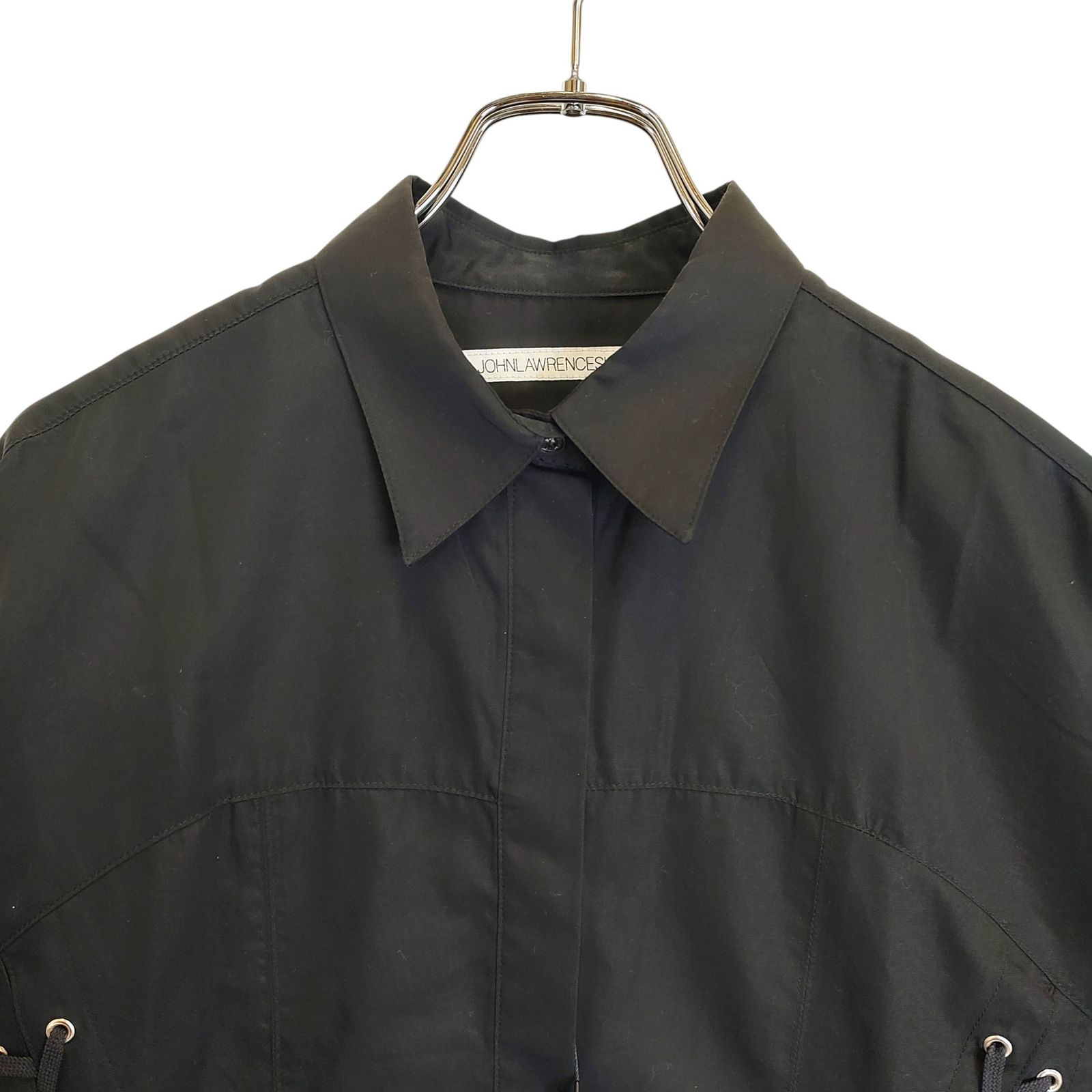 JOHN LAWRENCE SULLIVAN 長袖シャツ ブラック JOHN LAWRENCE SULLIVAN ジョンローレンスサリバン GROSGRAIN LACE-UP