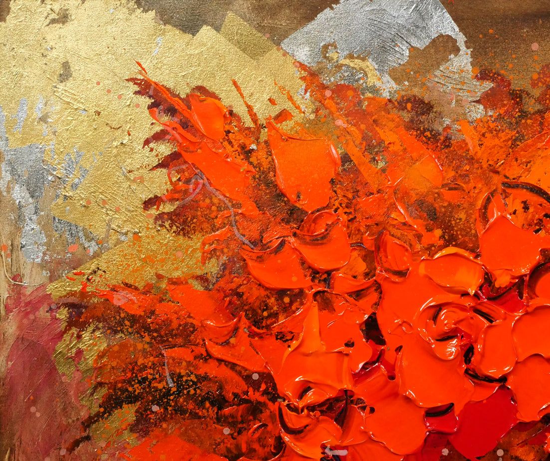 立川 広己「赤い盛り花」油絵・F12号 自由美術協会会員 「一枚の繪」で