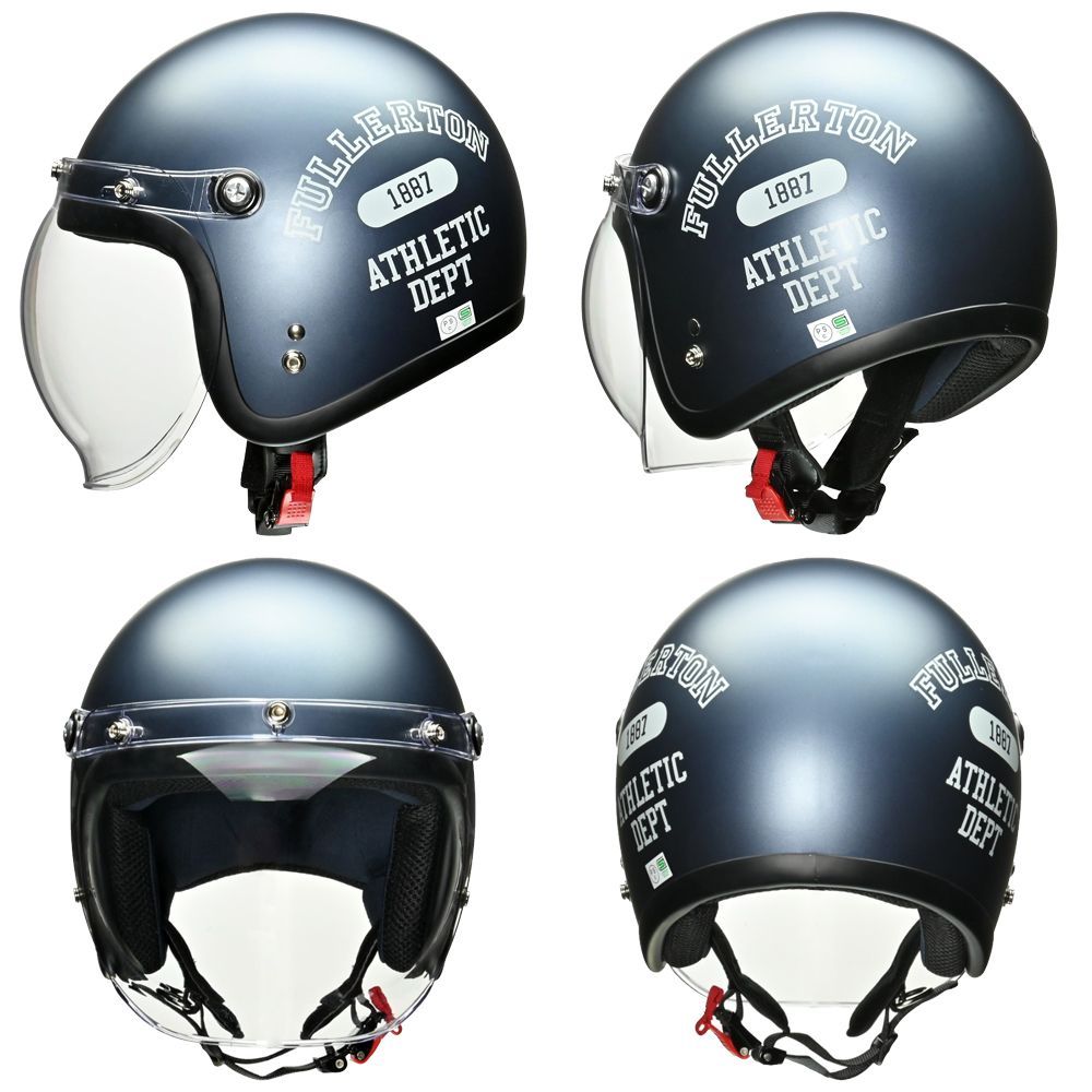 バイク ヘルメット ジェット 4カラー FREEサイズ 57-60cm未満 ミラー