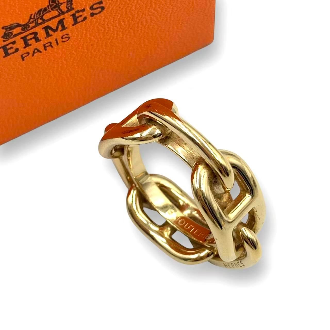 美品 HERMES エルメス スカーフリング ゴールド シェーヌダンクル 箱