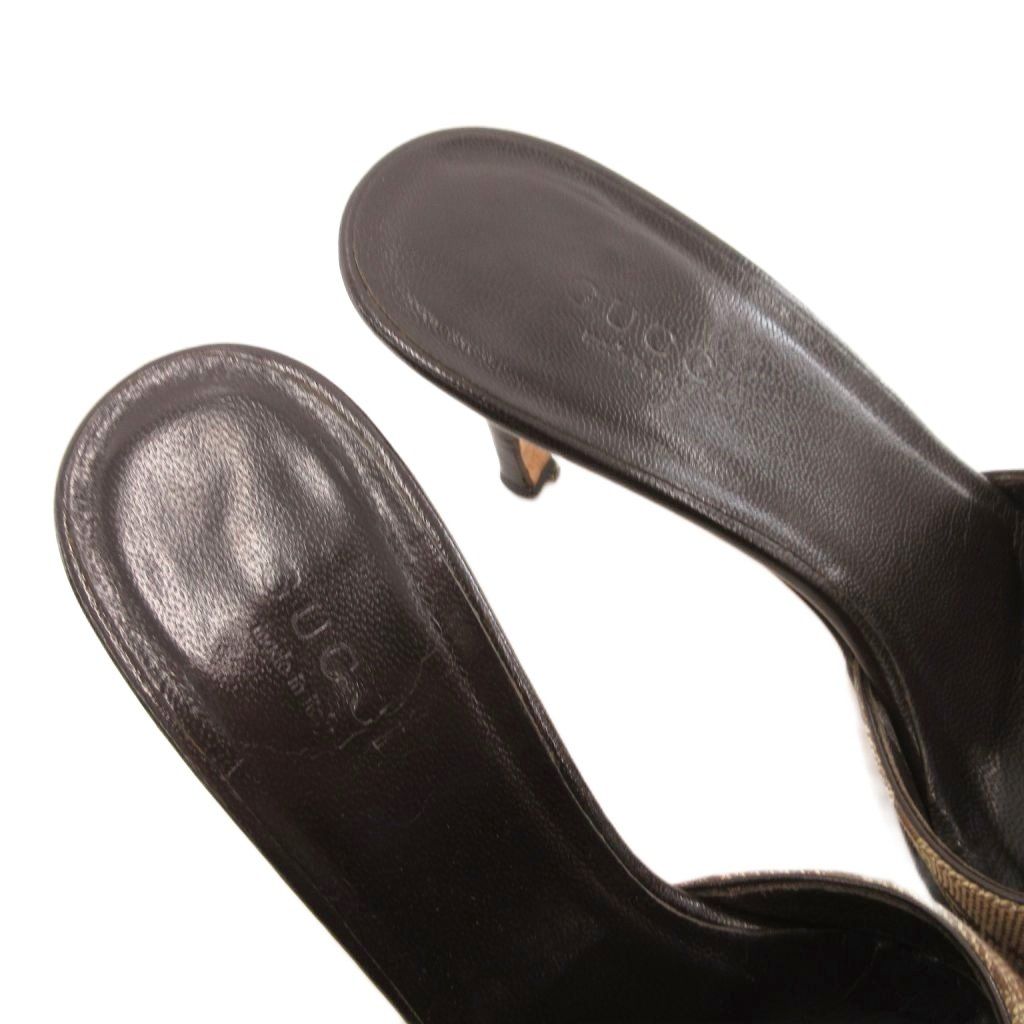 グッチ GUCCI ミュール パンプス GG柄 キャンバス ポインテッドトゥ 4C