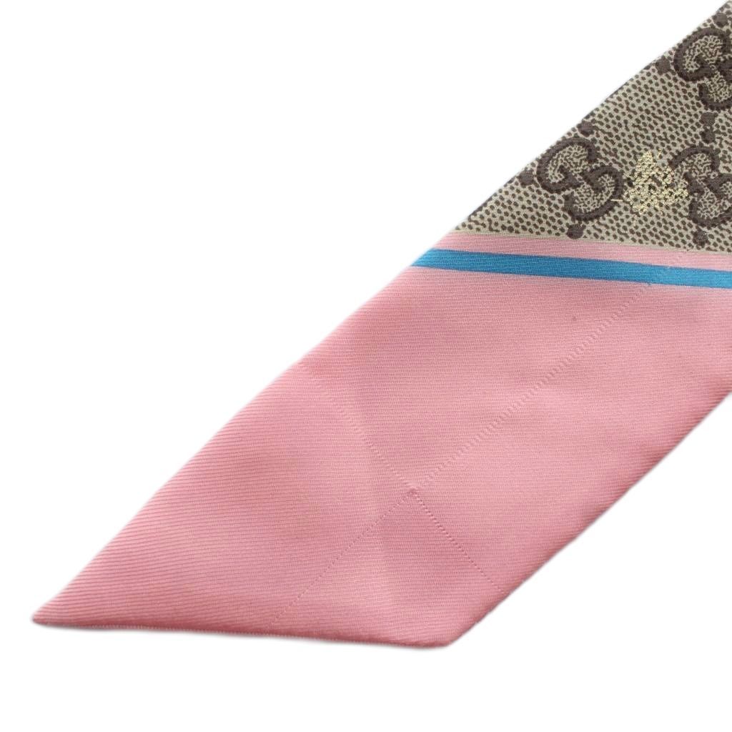 グッチ GUCCI スカーフ ネックボウ 絹 シルク GG柄 蜂 ビー 総柄 茶色