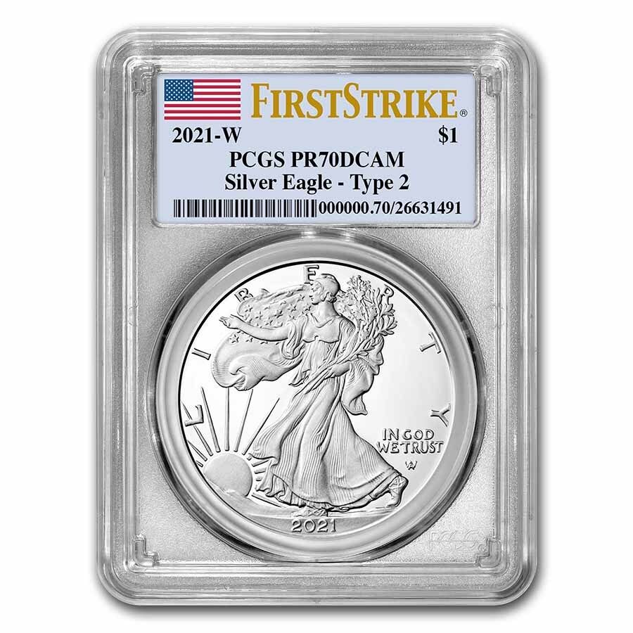 2021-W アメリカンシルバーイーグル（タイプ2）PR-70 PCGS（ファースト