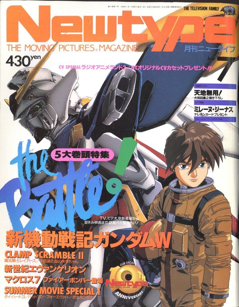 角川書店 1995年(平成7年)のアニメ雑誌 付録つき Newtype 1995年(平成7
