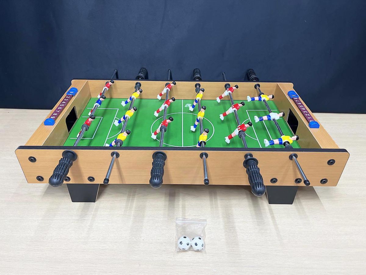 現状品】 テーブルサッカー 木製 卓上 サッカーゲーム フットボール 9