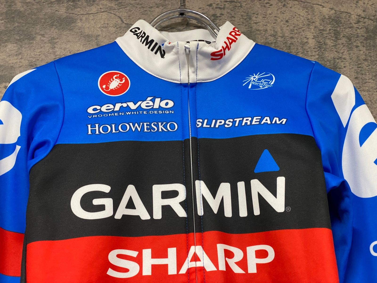 JF436 カステリ CASTELLI ROSSOCORSA 長袖 サイクルジャージ 青 S 裏