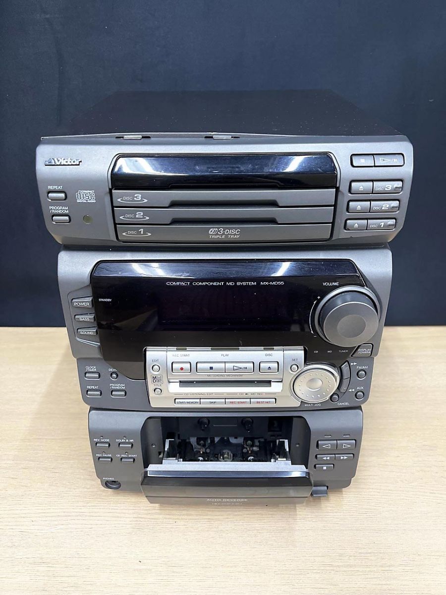 現状品】Victor ビクター MX-MD555 CD.MD.カセットコンポ デッキ