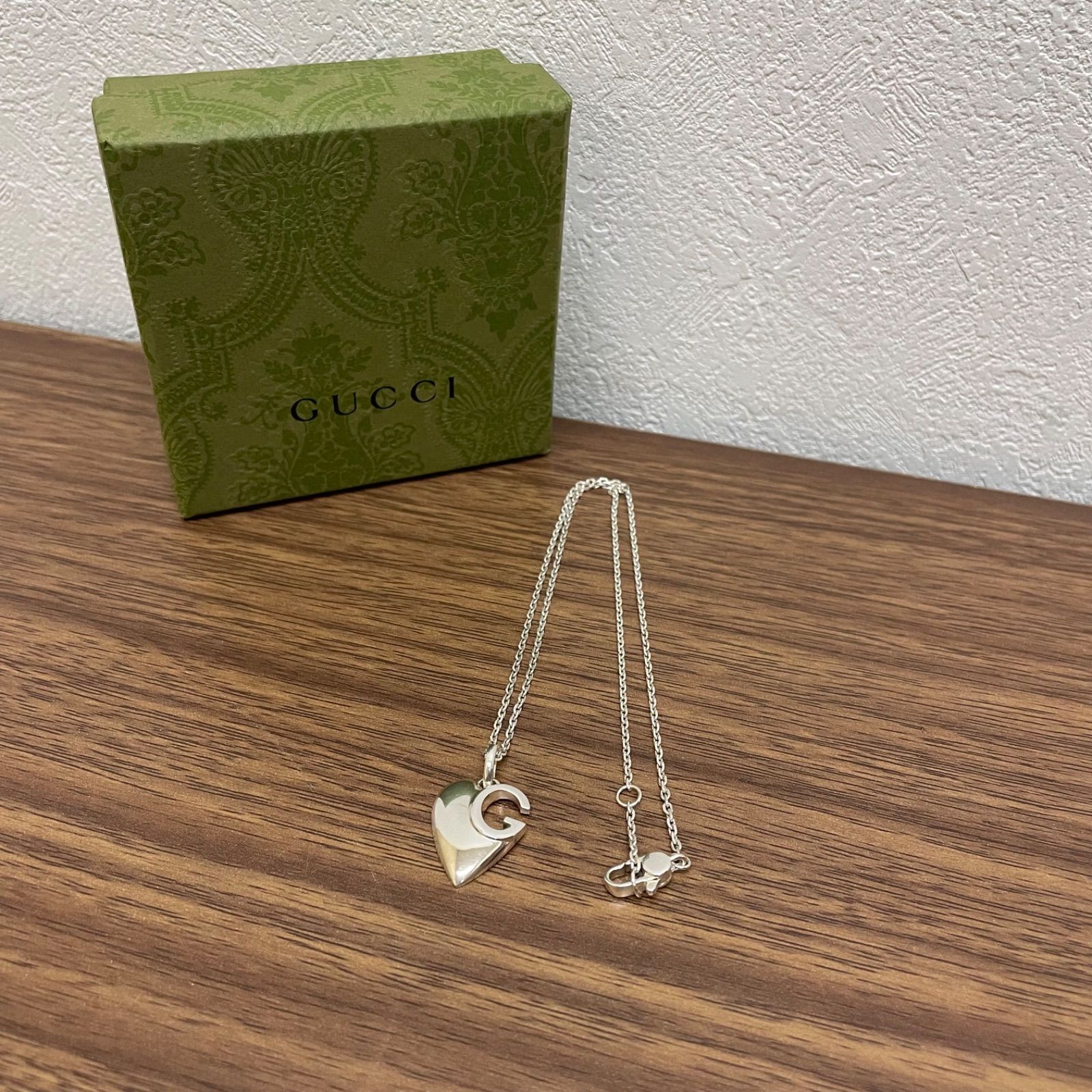 ☆ GUCCI グッチ シルバー Gロゴ ハート シャーロット ネックレス 約8g 