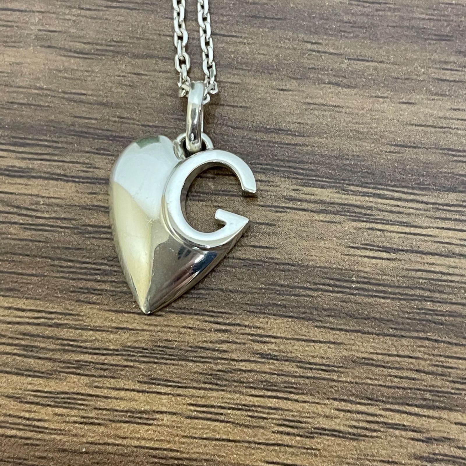 ☆ GUCCI グッチ シルバー Gロゴ ハート シャーロット ネックレス 約8g