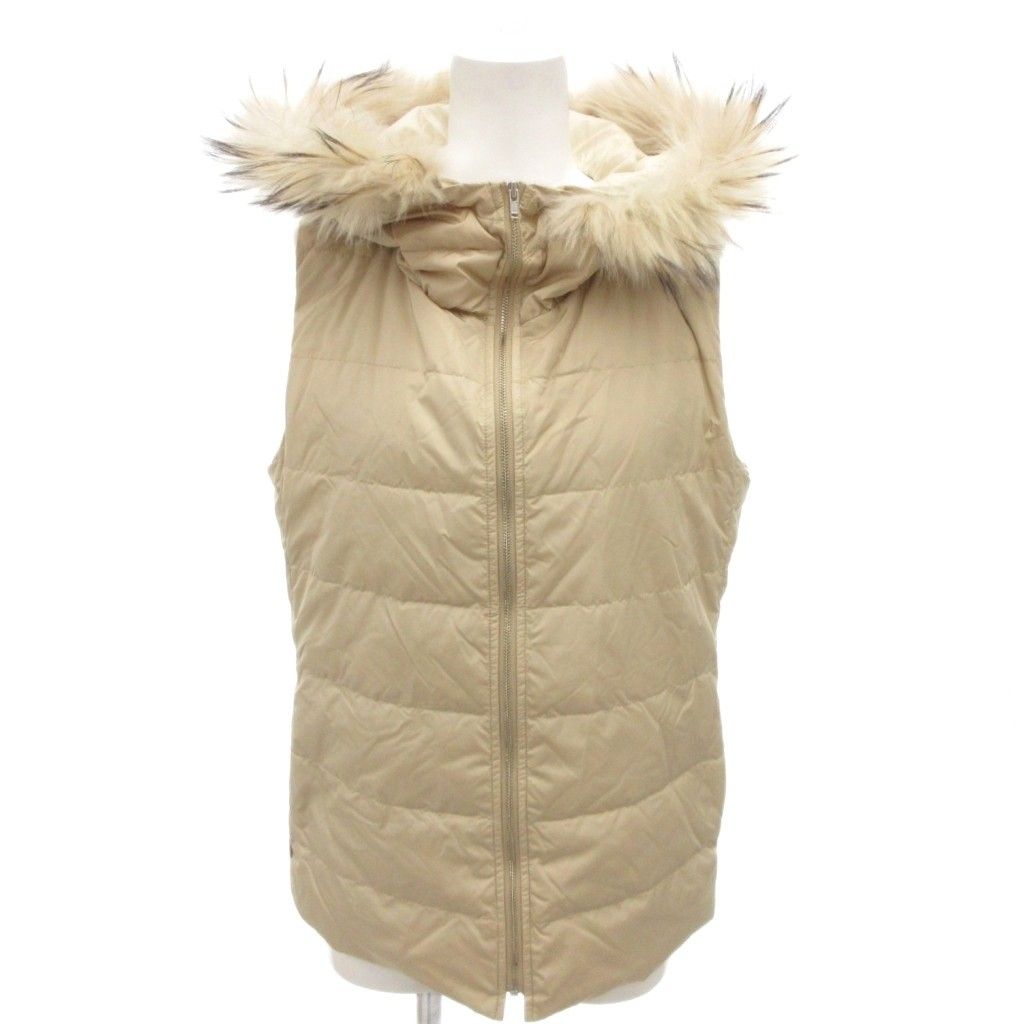 自由区 オンワード樫山 美品 ダウンベスト ノースリーブ リアルファー