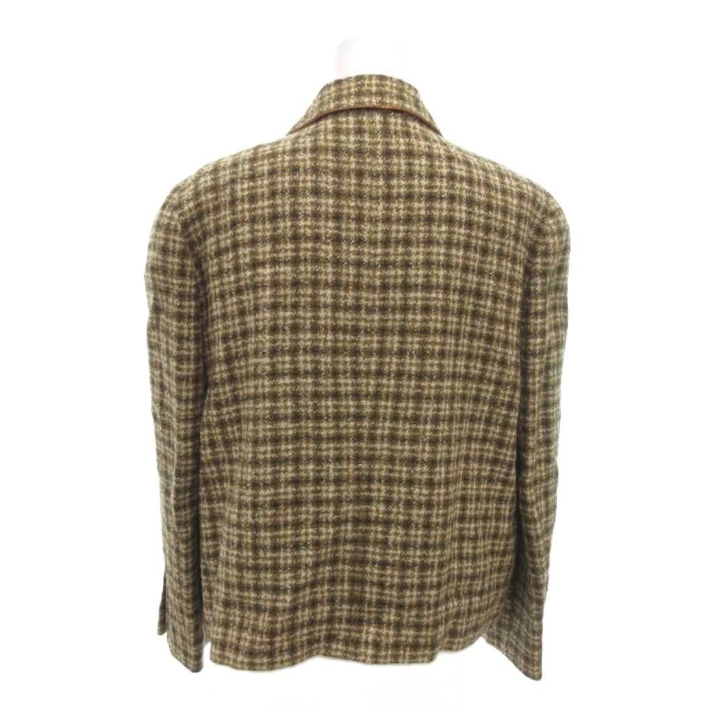 レリアン Leilian テーラードジャケット アルパカ混 チェック柄 茶