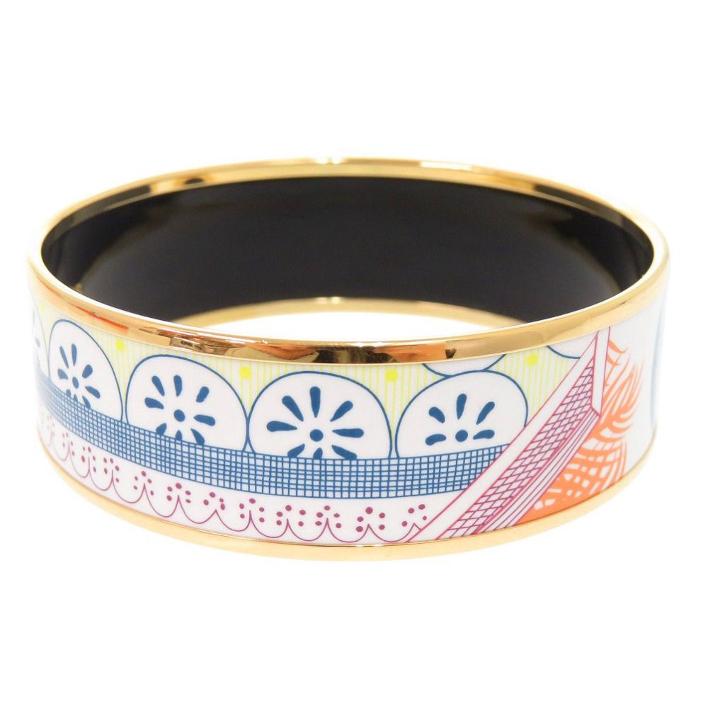 新品同様 エルメス エマイユ GM メタル マルチカラー バングル 1186