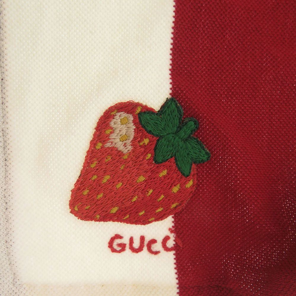 新品同様 グッチ ドッグウェア ストロベリー ボーダー 695744 Lサイズ