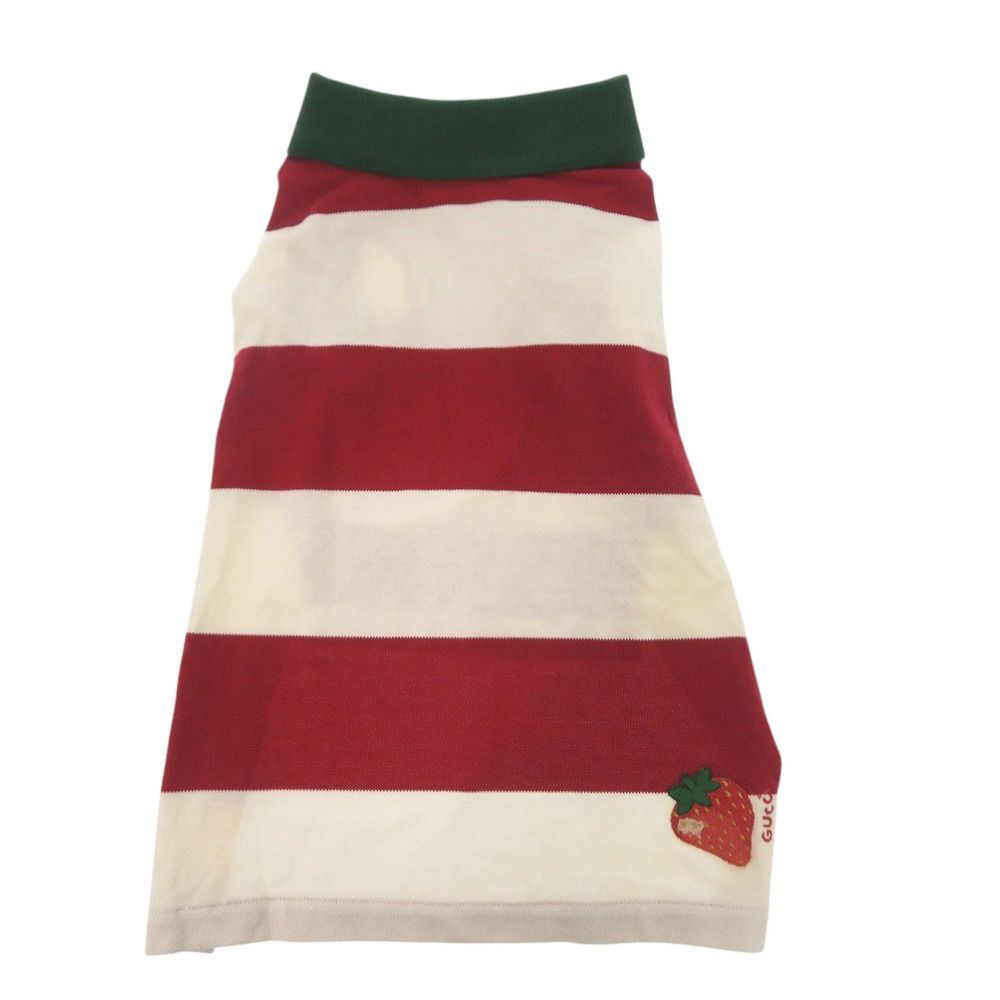 新品同様 グッチ ドッグウェア ストロベリー ボーダー 695744 Lサイズ