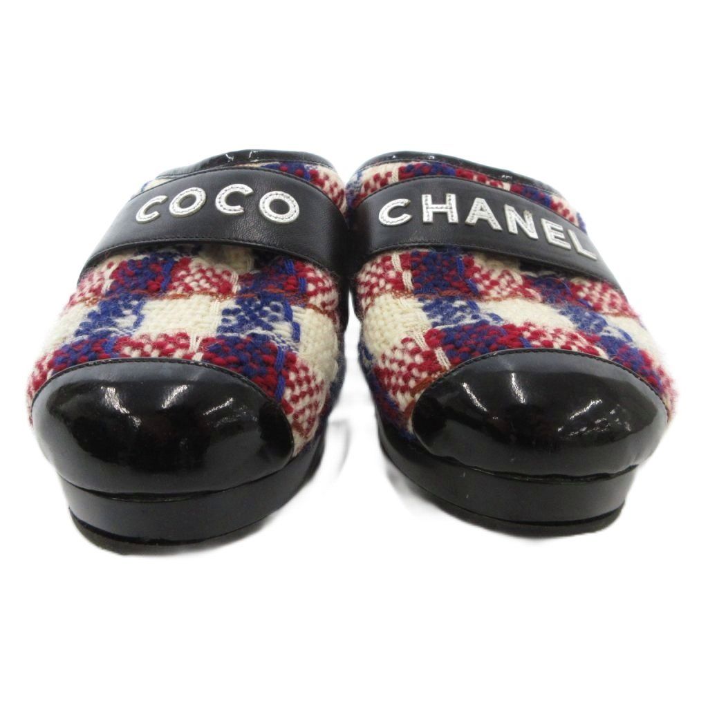 シャネル CHANEL サボ サンダル ミュール レザー ツイード ココ ロゴ