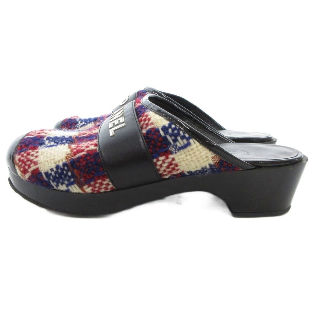 シャネル CHANEL サボ サンダル ミュール レザー ツイード ココ ロゴ