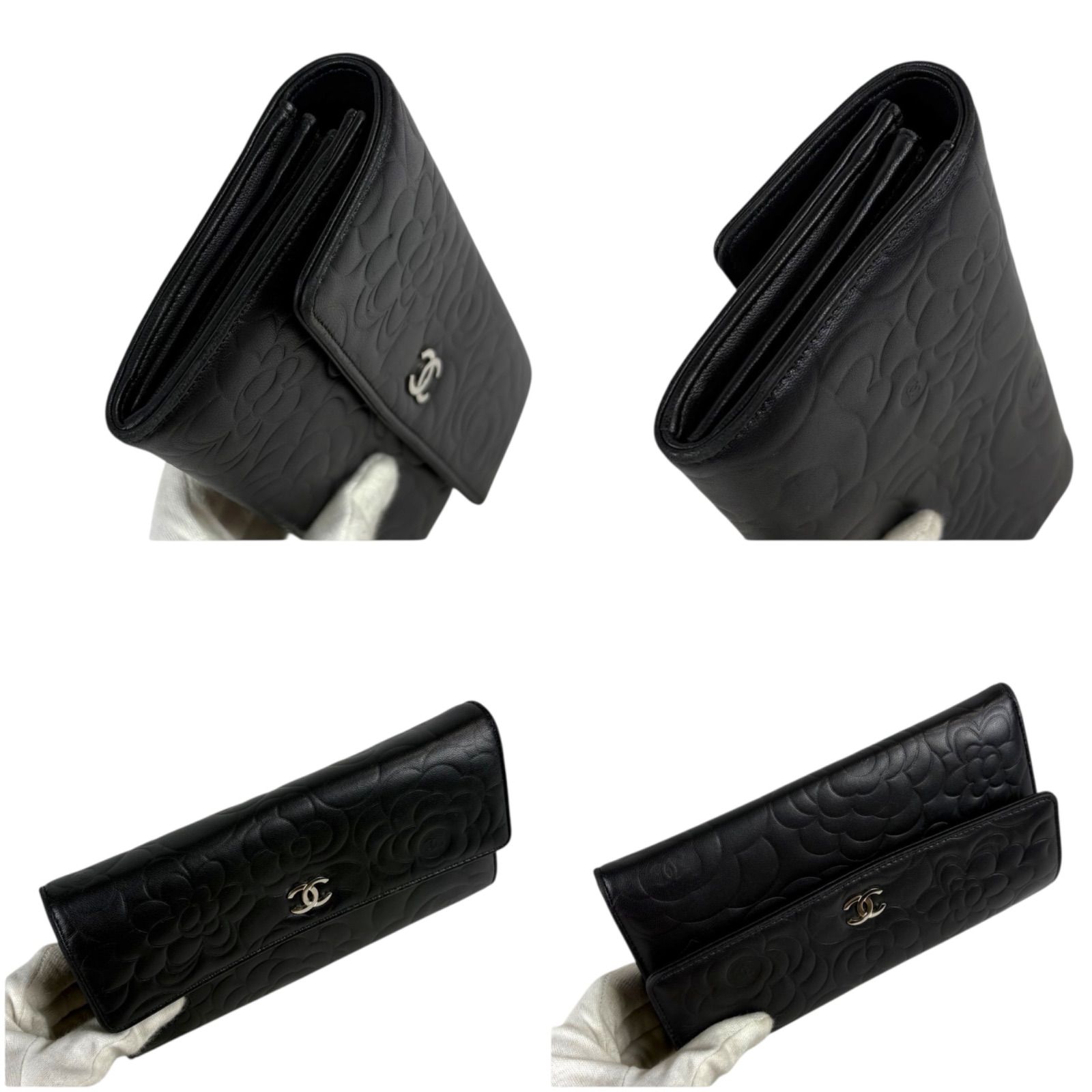 シャネル CHANEL カメリア ロングウォレット 二つ折り長財布 ココ