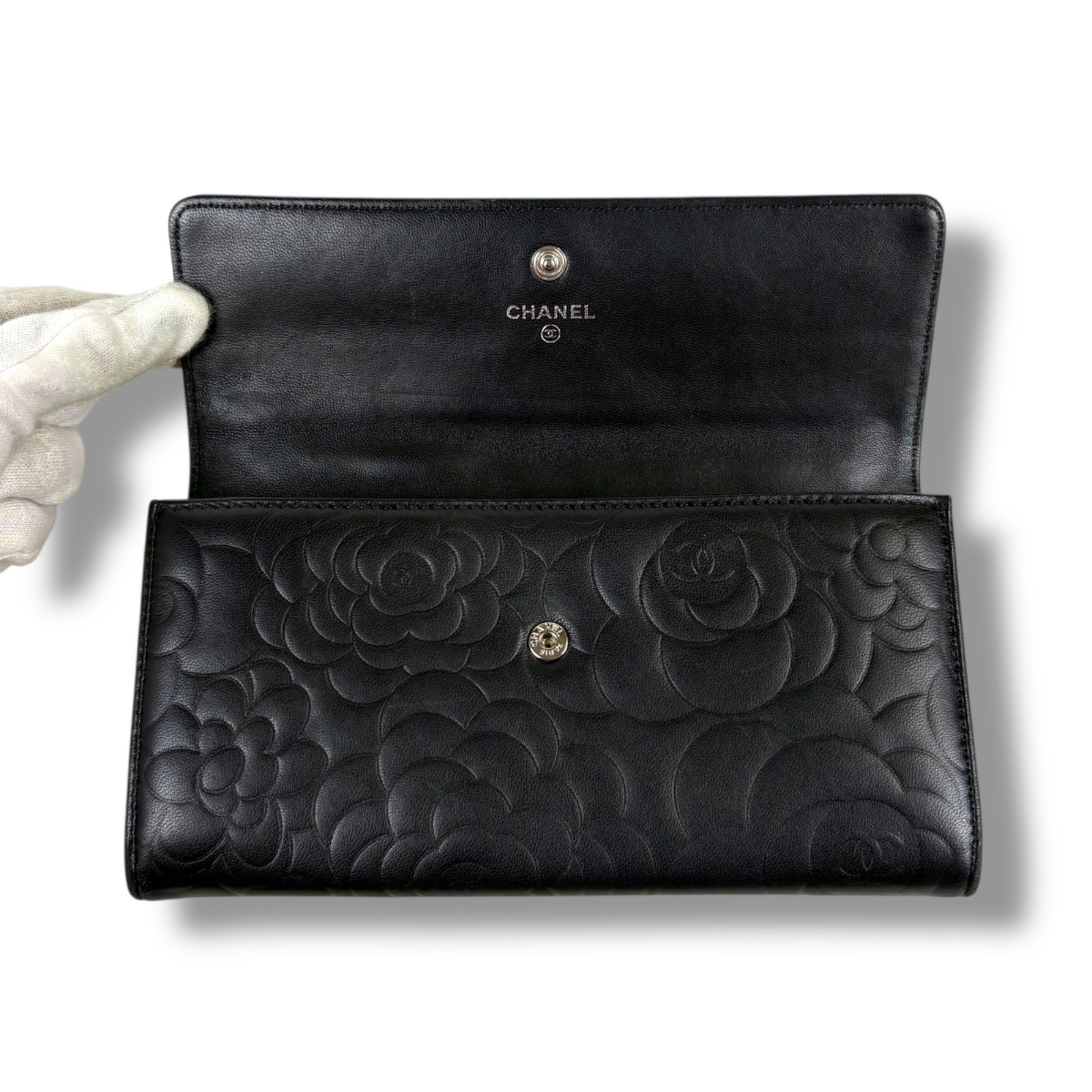 シャネル CHANEL カメリア ロングウォレット 二つ折り長財布 ココ