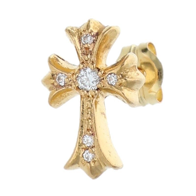 クロムハーツ 22K CH CRS 2 FAT P DIA CHクロスファットスタッド PAVE