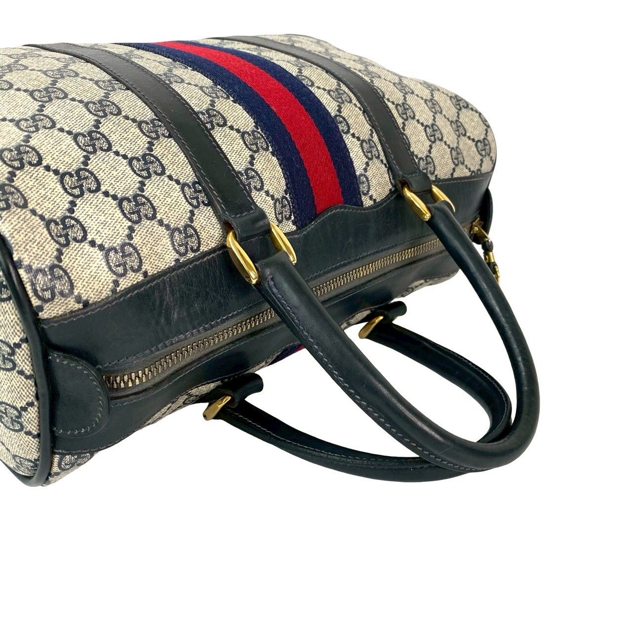 GUCCI オールドグッチ ヴィンテージ GG レザー ボストンバッグ 極 美品 GUCCI グッチ オールドグッチ ヴィンテージ シェリーライン GG