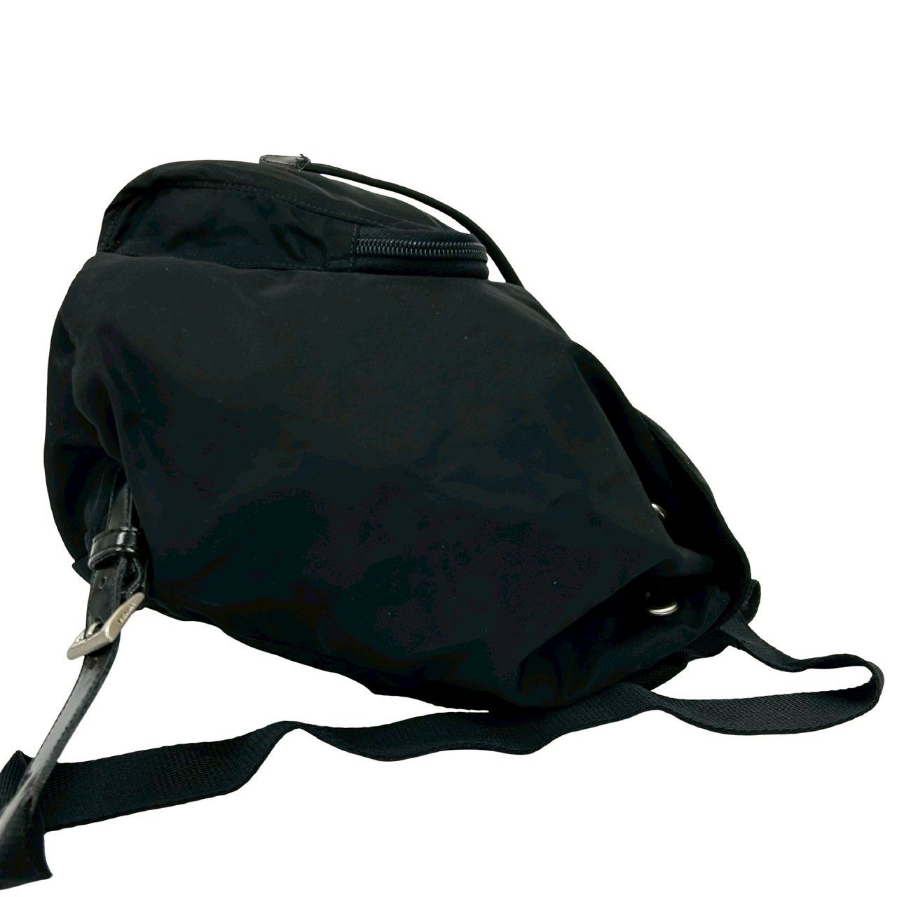 極 美品 希少品 PRADA プラダ 三角ロゴ プレート 金具 ナイロン レザー