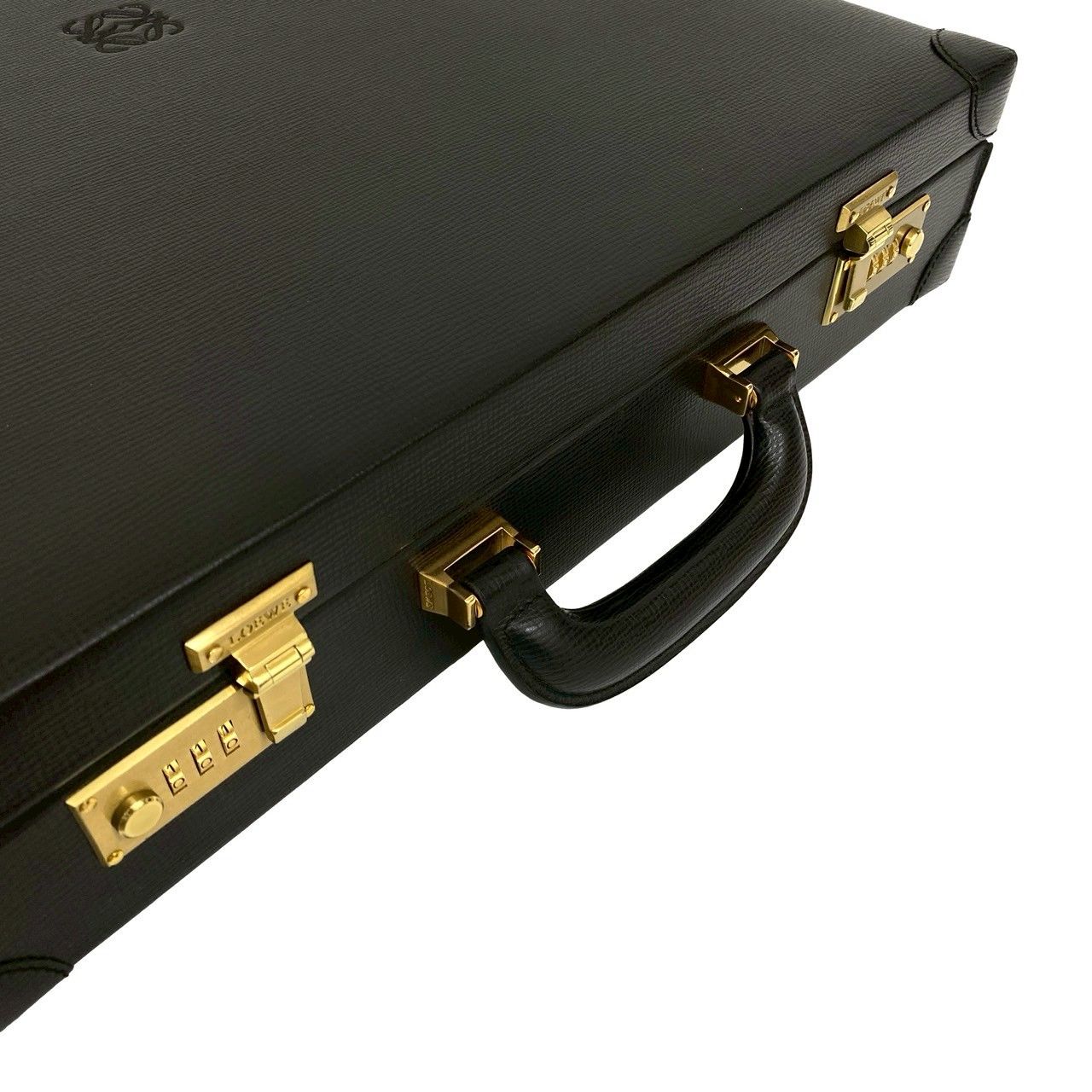 極 美品 保存袋付 LOEWE ロエベ アナグラム ロゴ レザー 本革 ビジネス