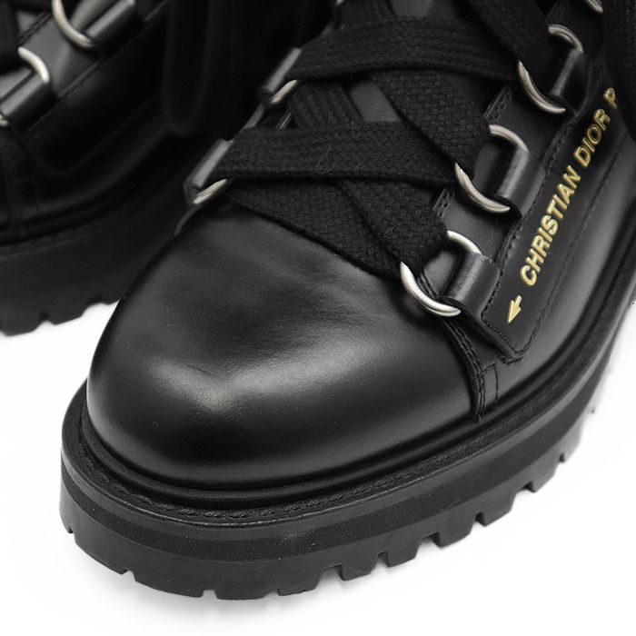 Christian Dior ブラックブーツ 厚底 新品同様】Christian Dior クリスチャンディオール レースアップブーツ