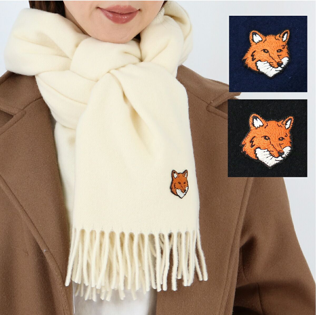 □MAISON KITSUNE メゾン キツネ ウールストール PM06201WB0044 FOX 