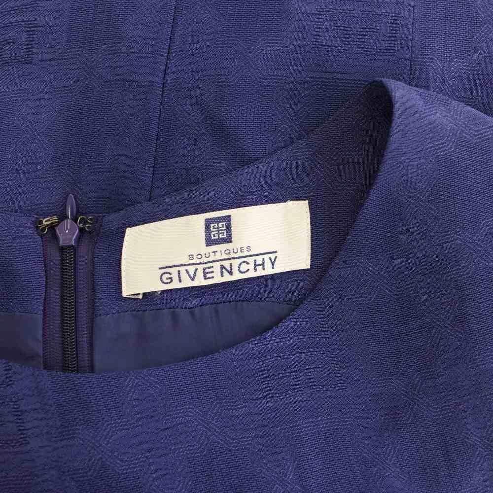 ジバンシィ GIVENCHY ワンピース 38 青 ブルー 総柄 ノースリーブ ミニ