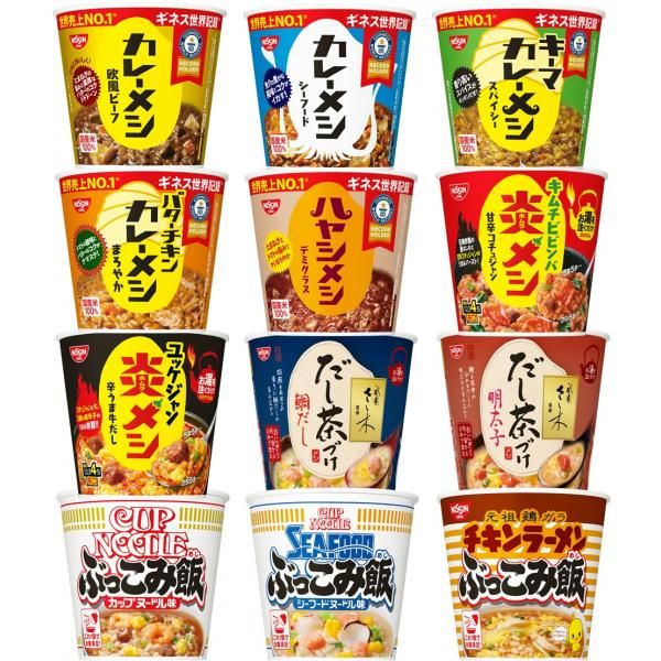 日清 カップ飯 12種 アソート セット カップヌードル カレーメシ