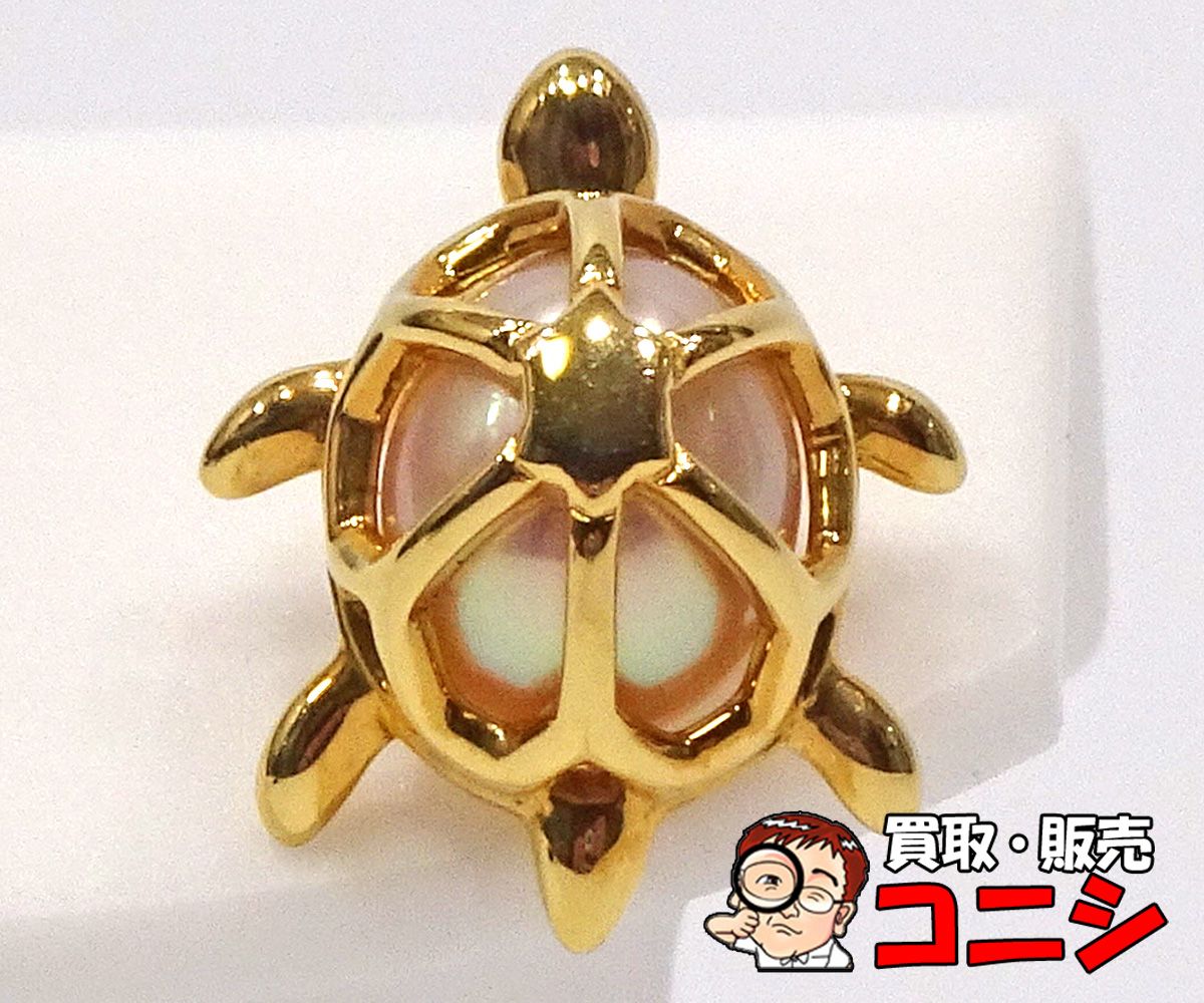 質コニシ】【MIKIMOTO/ミキモト】ピンブローチ カメ 亀 動物 K18