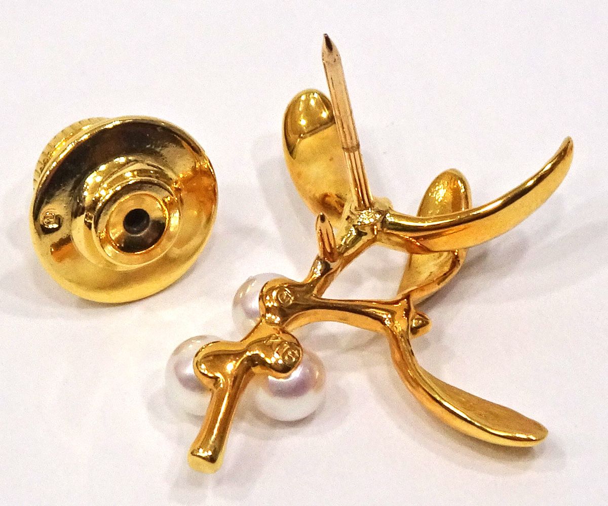 質コニシ】【MIKIMOTO/ミキモト】ピンブローチ リーフ 葉 K18 ゴールド