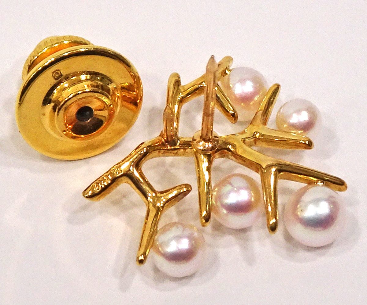 質コニシ】【MIKIMOTO/ミキモト】ピンブローチ 幸福の木 K18 ゴールド