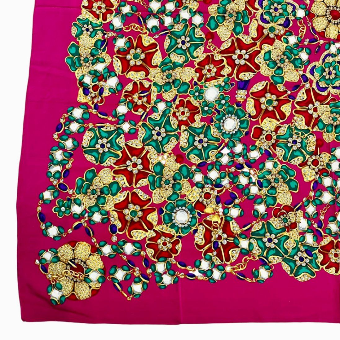 極美品 CHANEL シャネル シルク 超大判 スカーフ 宝石柄 ピンク - メルカリ