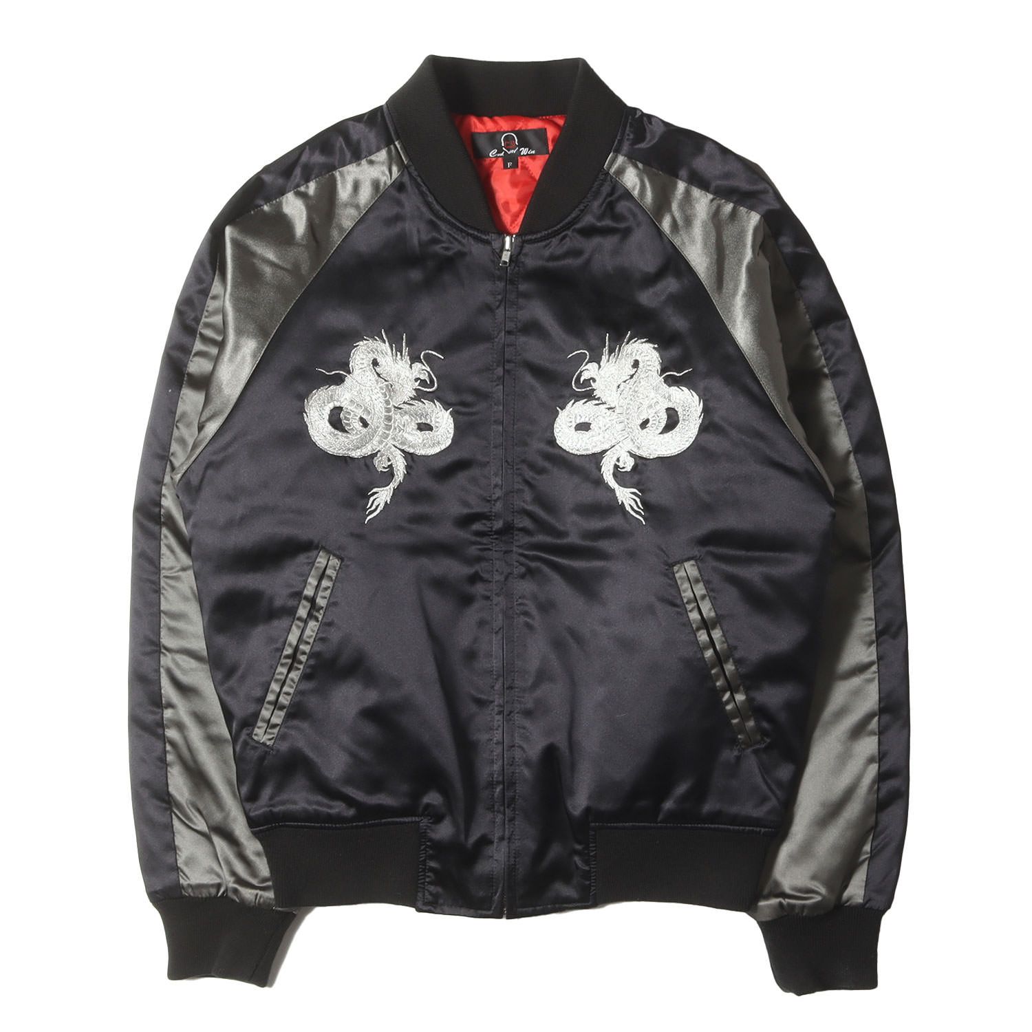 COOL WIN クールウィン スカジャン ブラック 黒 サイズ:FREE(M位) | 龍