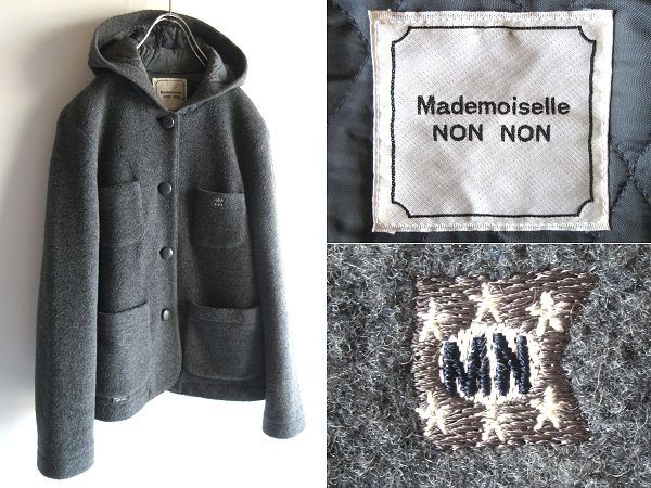 高級 Mademoiselle NON NON マドモアゼルノンノン ロゴ刺繍 中綿