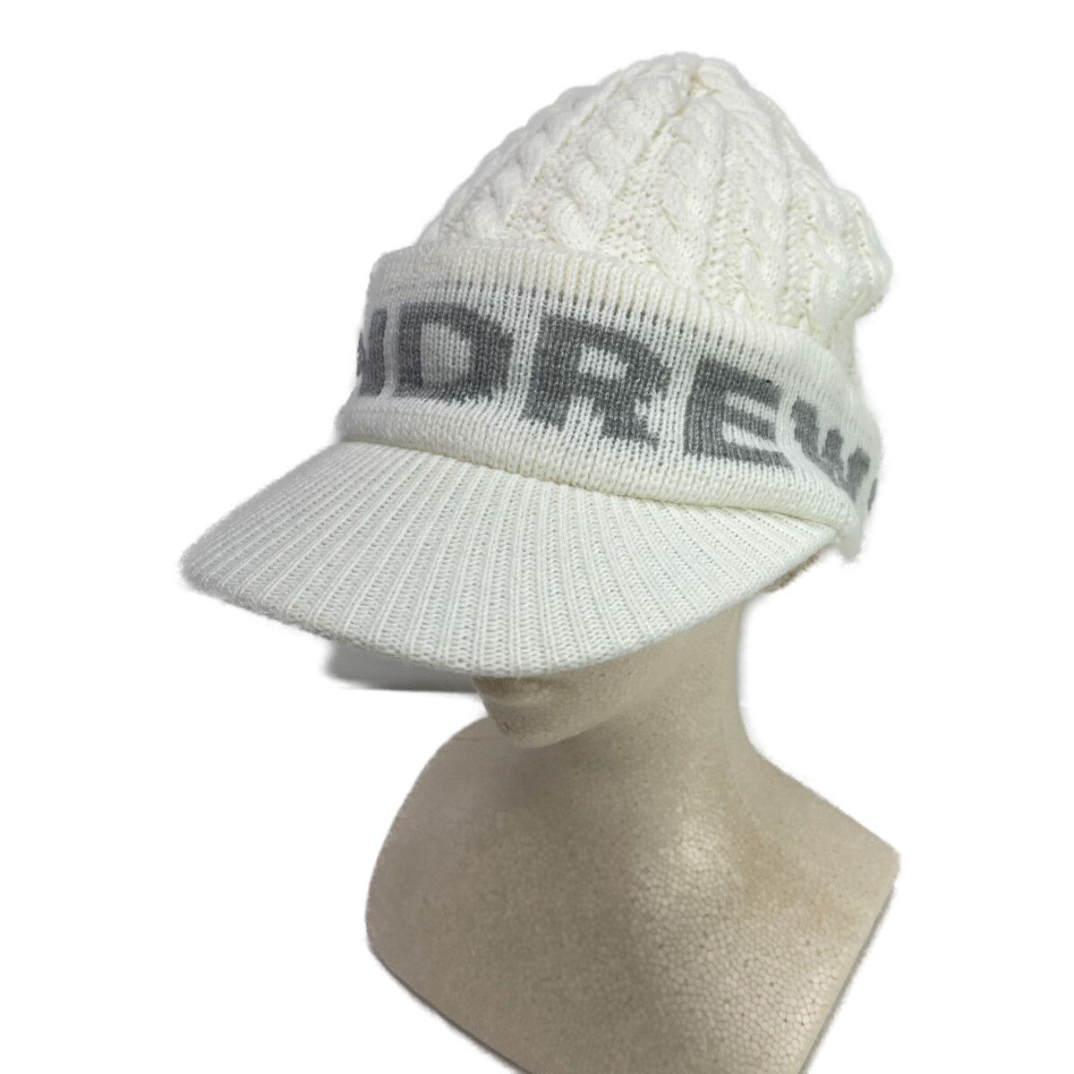再再再値下新品セントアンドリュース　ニットジャケットМ白定価22000円秋冬 中古 セントアンドリュース StANDREWS つば付ニット帽 フリー 白