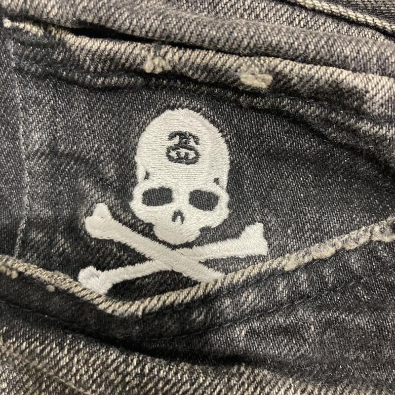 ステューシー mastermind ヴィンテージ加工 スカル ロゴ刺繍 デニム 