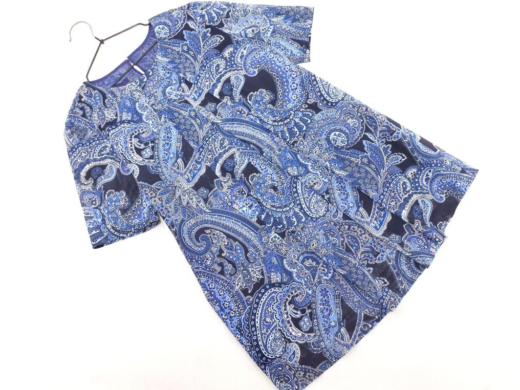 Leilian レリアン ペイズリー柄 カットソー size7/紺x青