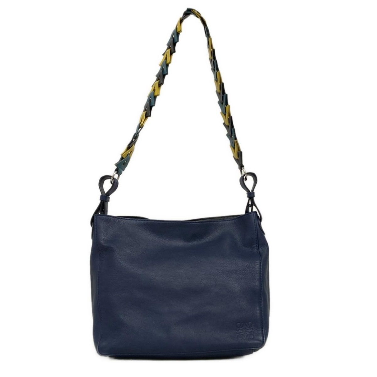 LOEWE(ロエベ) ショルダーバッグ Vバケット ネイビー×イエロー×マルチ 