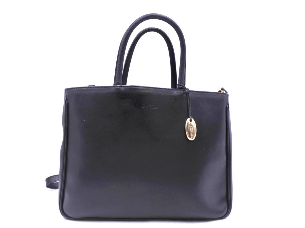 FURLA フルラ レザー 2WAY トート バッグ 黒 □□ レディース - メルカリ