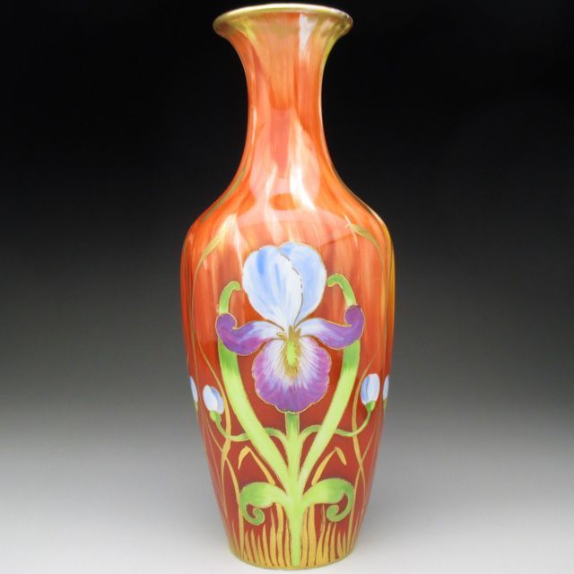 ニンフェンブルク 金彩花絵 花瓶 21cm アンティーク 19世紀末 - メルカリ