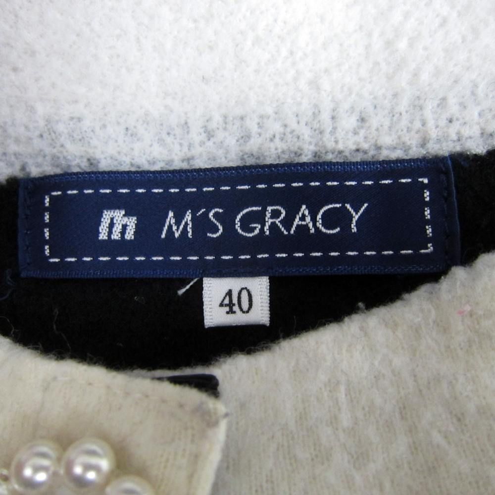 エムズグレイシー M'S GRACY ニットワンピース ひざ丈 長袖 ラウンド